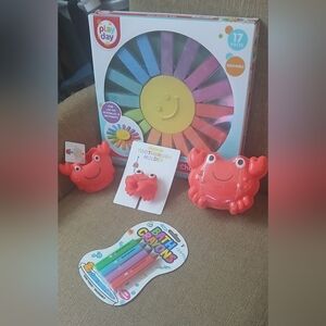 5: chalk set, toothbrush holder,toothpaste holder,soap holder,bath crayons